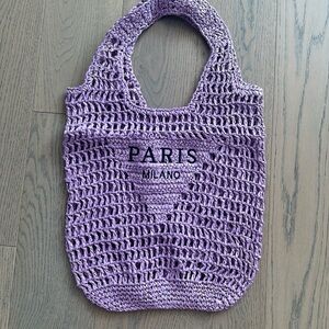 Lavender Raffa Tote with Paris Milano Text